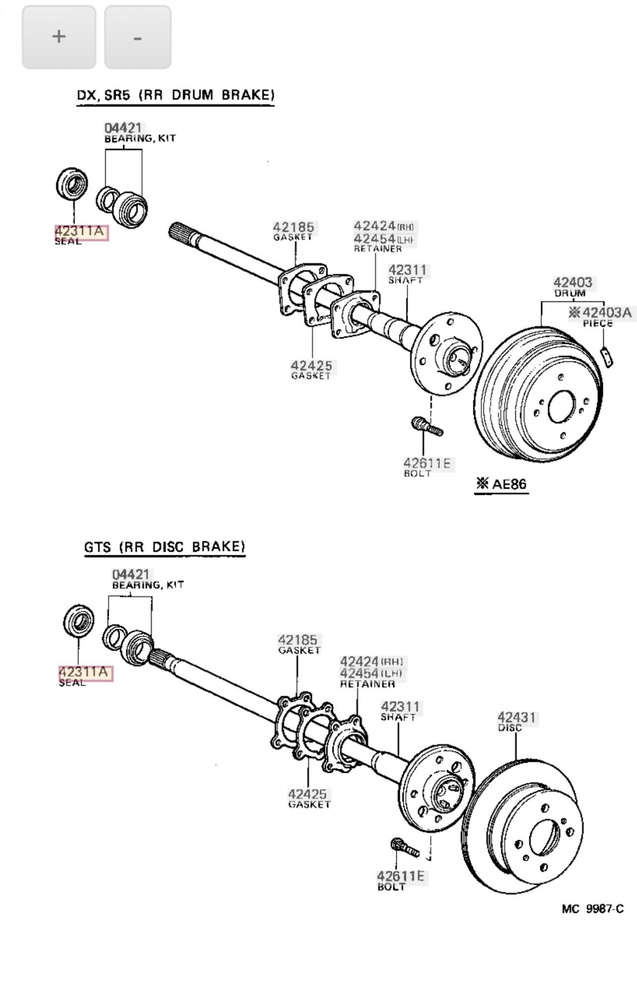 Toyota Corolla 1984-1987 Ae86 SEAL, OIL (FOR REAR AXLE SHAFT)